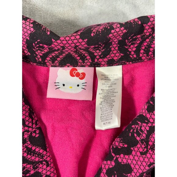 Hello Kitty Jacket Girl's Medium 7/8 Pink and Black Blazer button down - Picture 3 of 8
